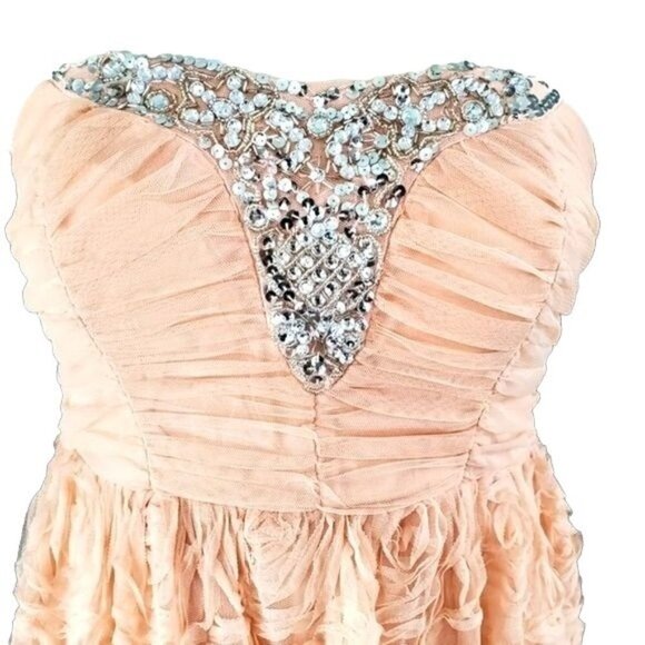 Trixxi Boho Blush rosette Croquette Blush pink maxi ball gown dress - Picture 3 of 7